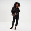 Jeans droit 7/8ème coton denim noir femme