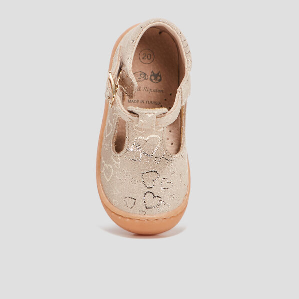 salomes en cuir jaune or bebef Salomés en cuir jaune or bébé fille