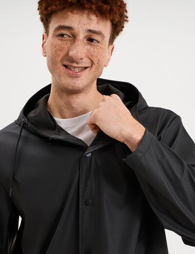 Parka imperm&eacute;able coupe-vent &agrave; capuche noir homme