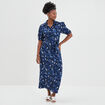 Robe longue chemise ceinturée Creeks bleu marine femme
