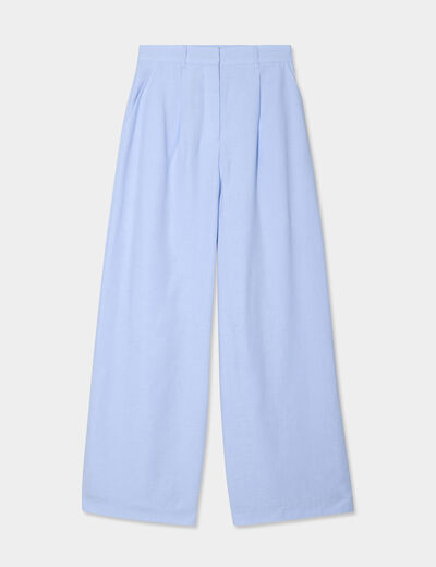 Pantalon large avec pinces bleu ciel femme