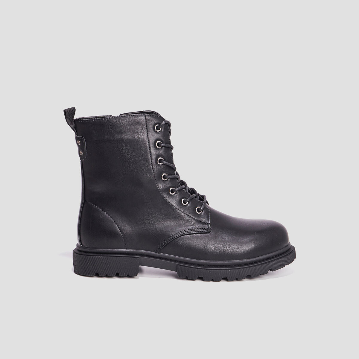 Boots zipp&eacute;es &agrave; lacets noir femme