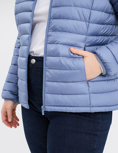 Doudoune déperlante légère à capuche bleu gris femme grande taille