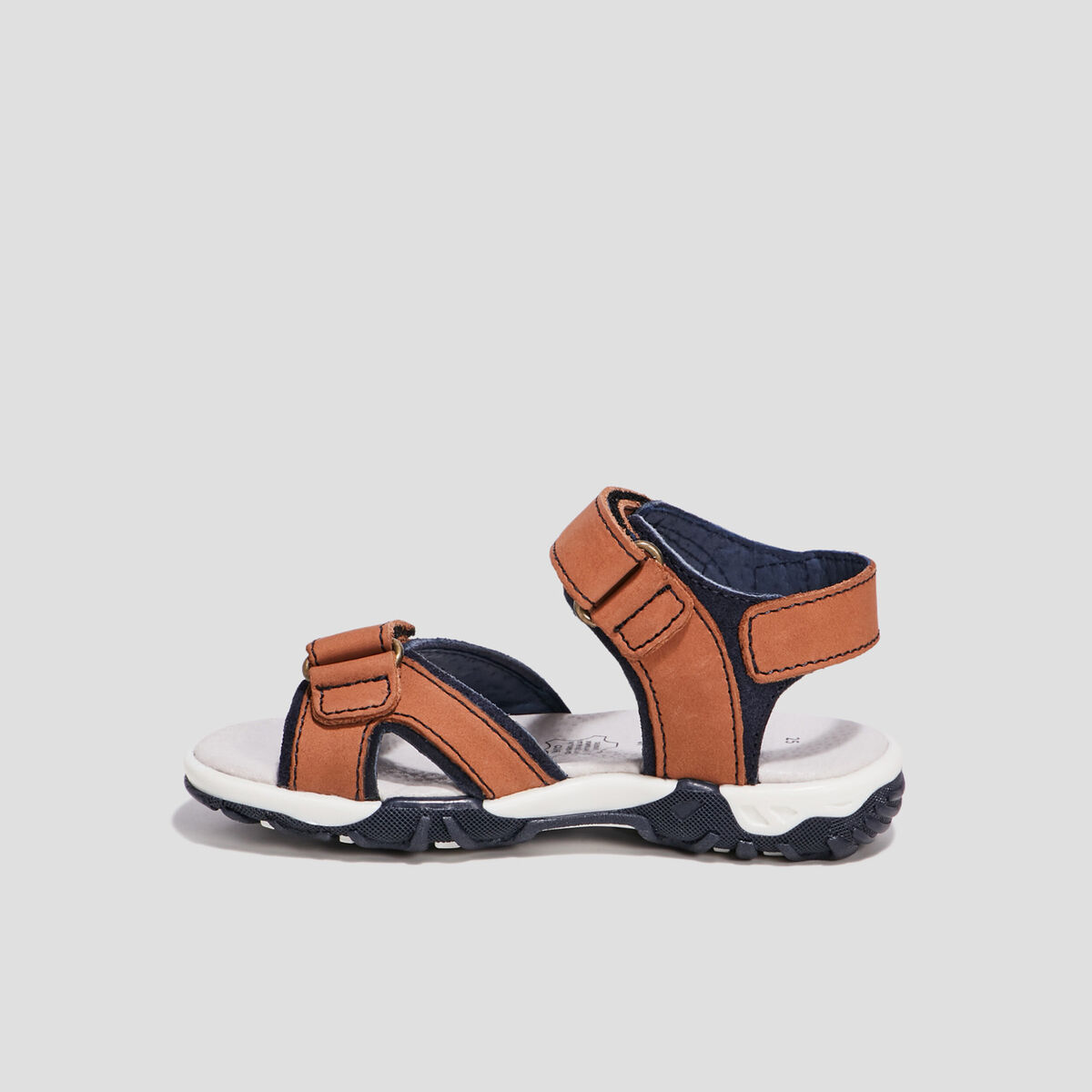 Sandales à scratchs en cuir marron garçon