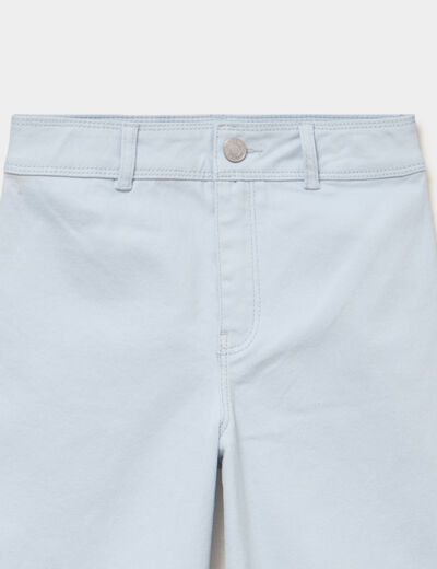 Pantalon large coton stretch bleu ciel fille