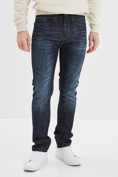 Jeans straight effet délavé denim stone homme