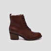 Bottines en cuir &agrave; talons carr&eacute;s marron femme