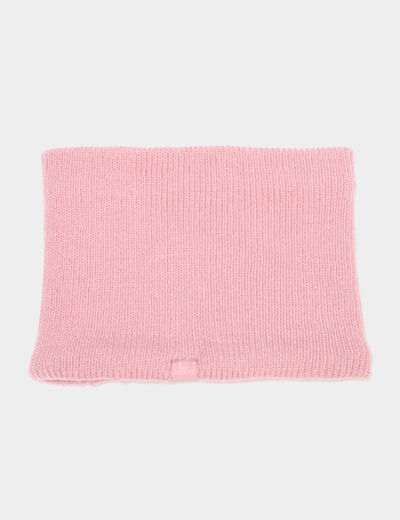 Tour de cou tricot&eacute; fourr&eacute; vieux rose fille