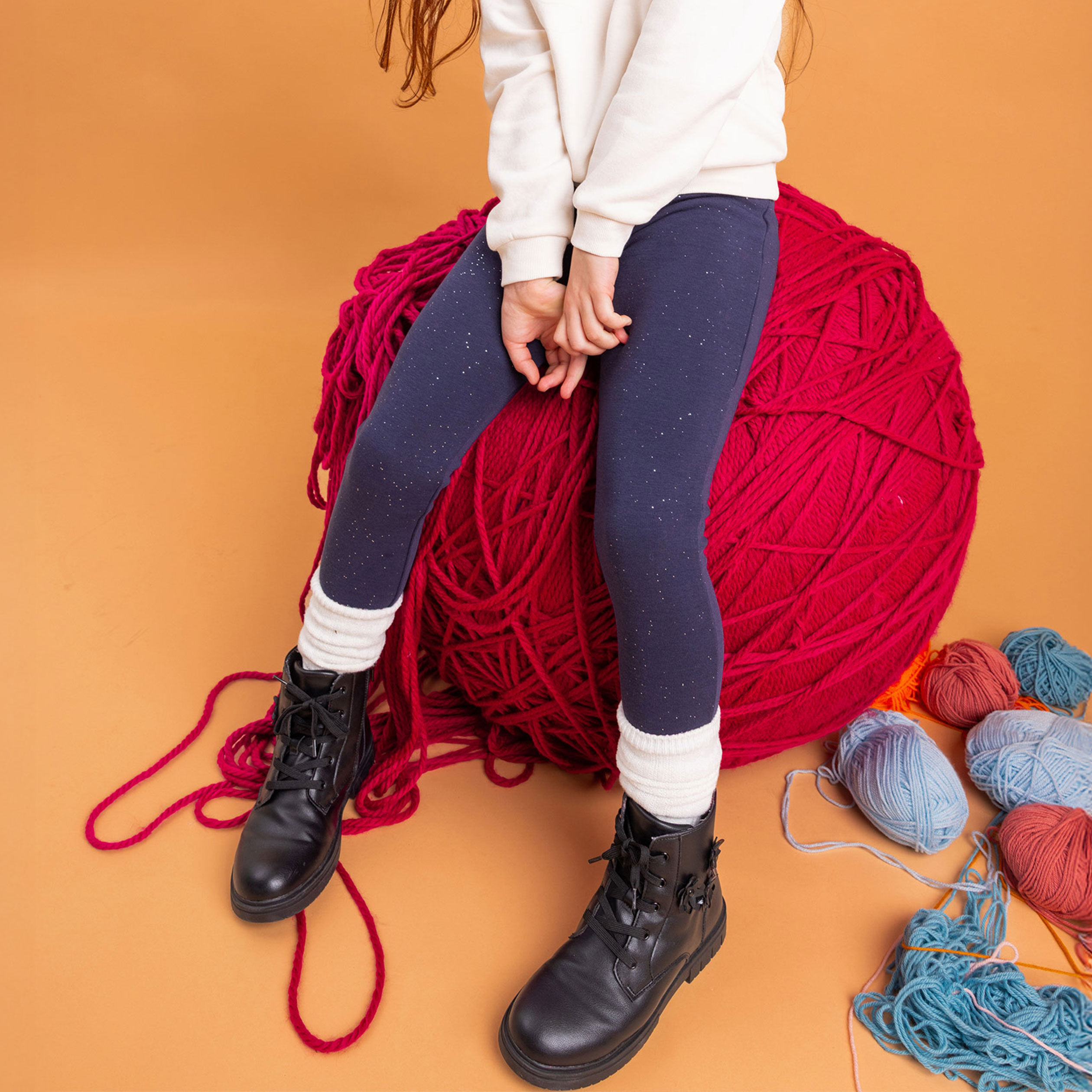 Legging doublé chaud bleu marine fille LH