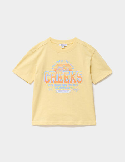 T-shirt manches courtes coton jaune gar&ccedil;on