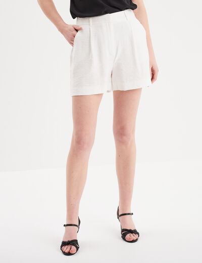 Short ample à pinces blanc femme