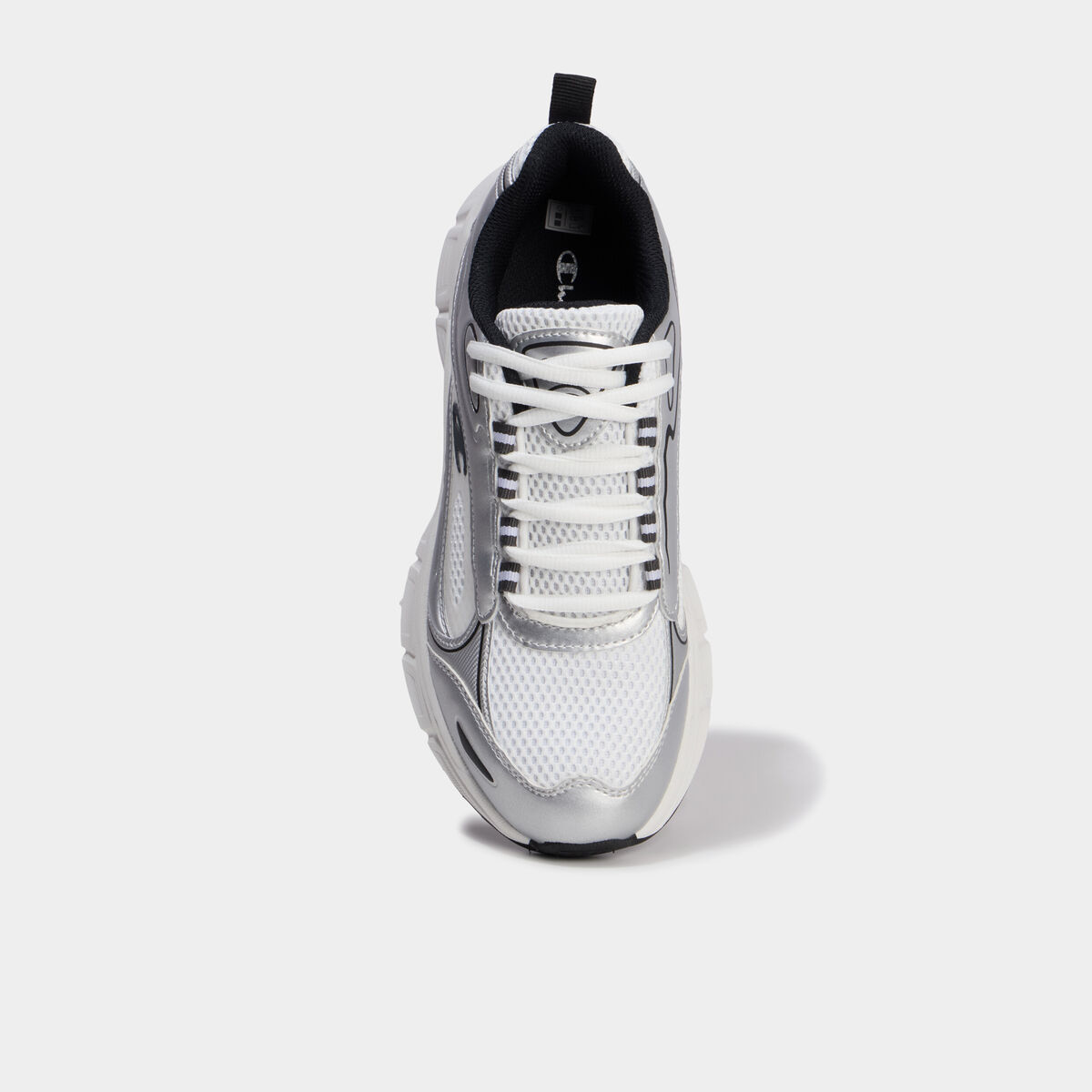 Baskets running &agrave; lacets Champion gris argent femme
