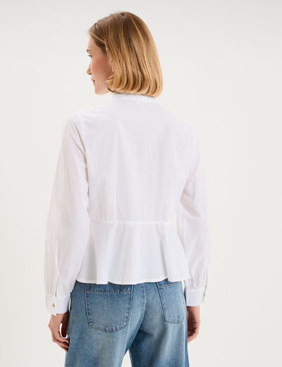 Blouse peplum manches longues blanc femme