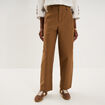 Pantalon ballon taille haute beige femme