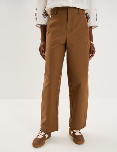 Pantalon ballon taille haute beige femme