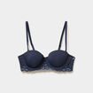 Soutien-gorge balconnet micro dentelle bleu marine femme