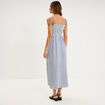 Robe longue &agrave; bretelles et haut smock&eacute; bleu femme