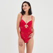 Body corbeille padded en dentelle rose framboise femme