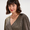 Blouse cache-coeur manches longues jaune or femme