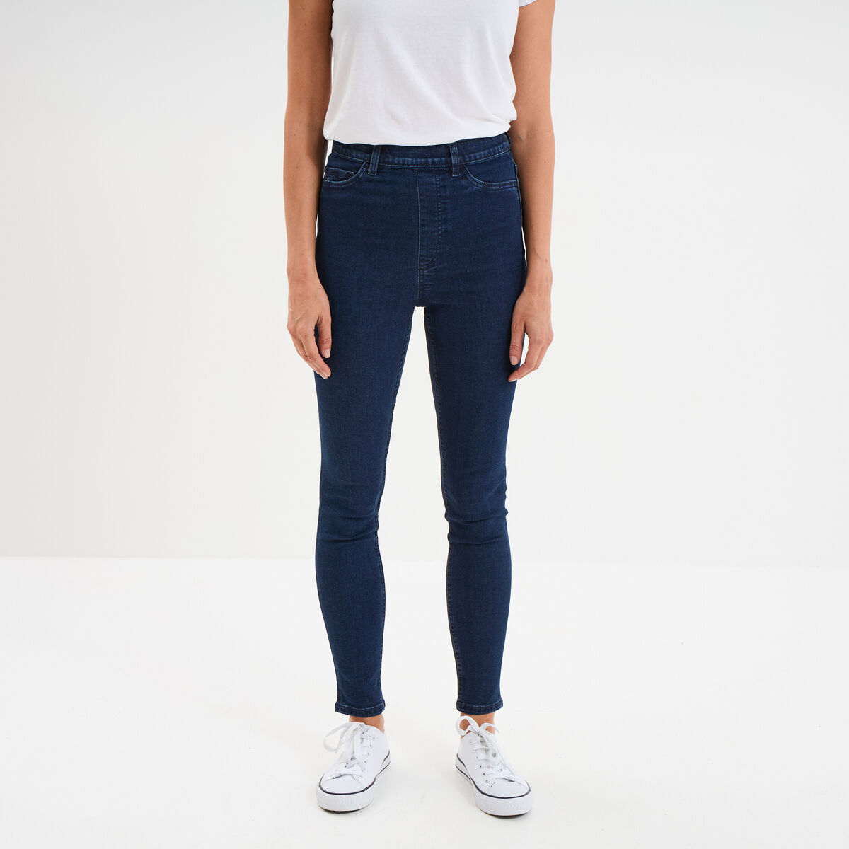 Jegging skinny taille haute denim brut femme