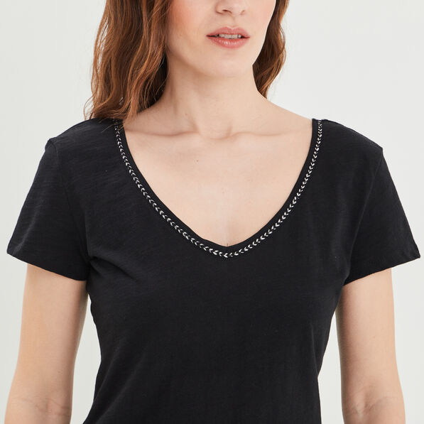 T-shirt à manches courtes noir femme