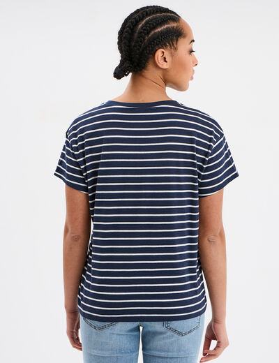 T-shirt manches courtes coton ecru femme