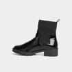 Bottines chelsea vernies &agrave; talons plats noir femme