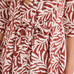 Robe col chemise ceinturée manches 3/4 terracotta femme