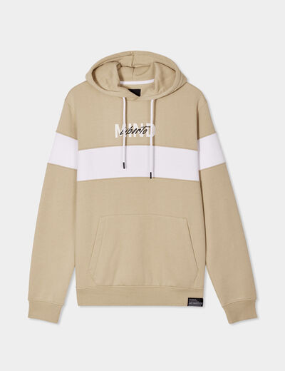Sweat à capuche hoodie Liberto beige homme