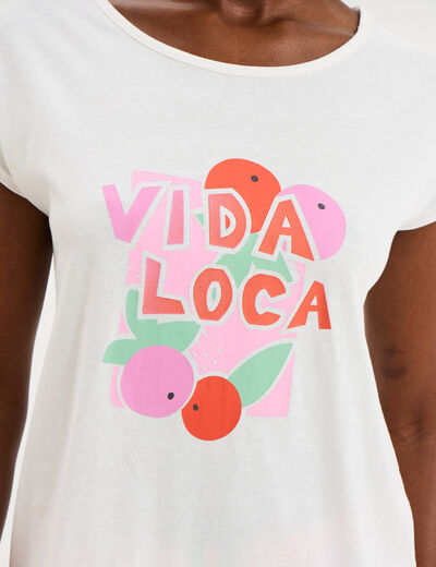 Ensemble pyjama short et t-shirt coton blanc femme