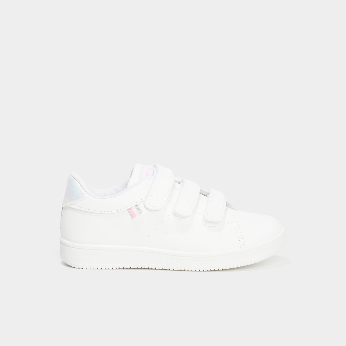 Tennis &agrave; scratchs empi&egrave;cement talon blanc fille