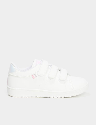 Tennis à scratchs empiècement talon blanc fille
