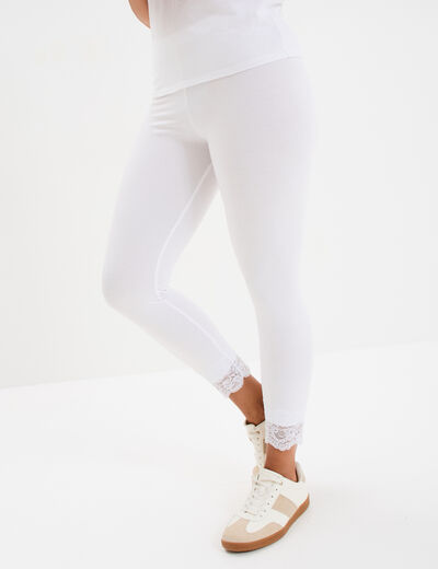 Legging 7/8ème avec dentelle blanc femme