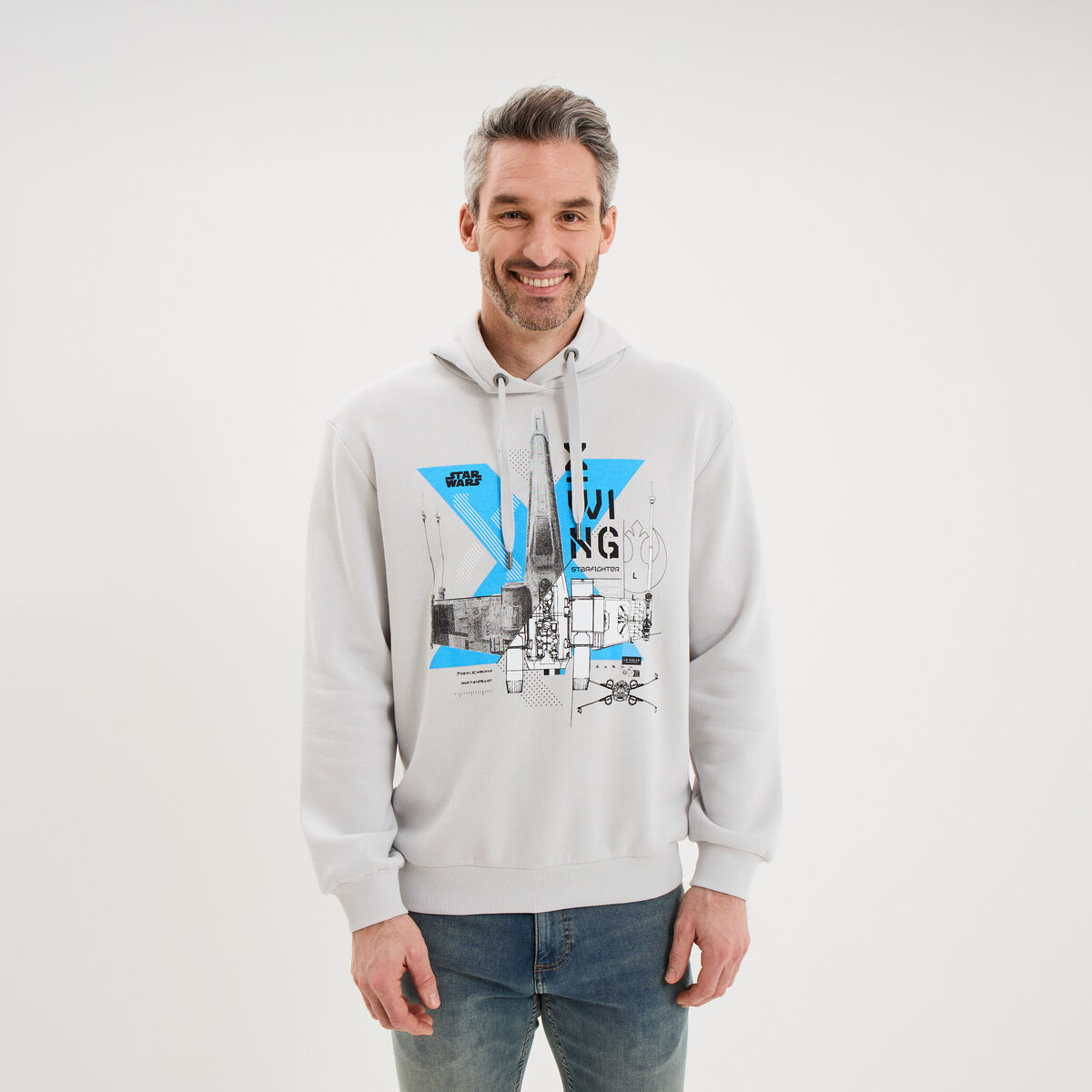 Sweat hoodie molleton Star Wars gris homme
