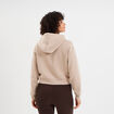 Sweat zipp&eacute; &agrave; capuche court sable femme