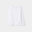 T-shirt manches longues col en V coton blanc femme