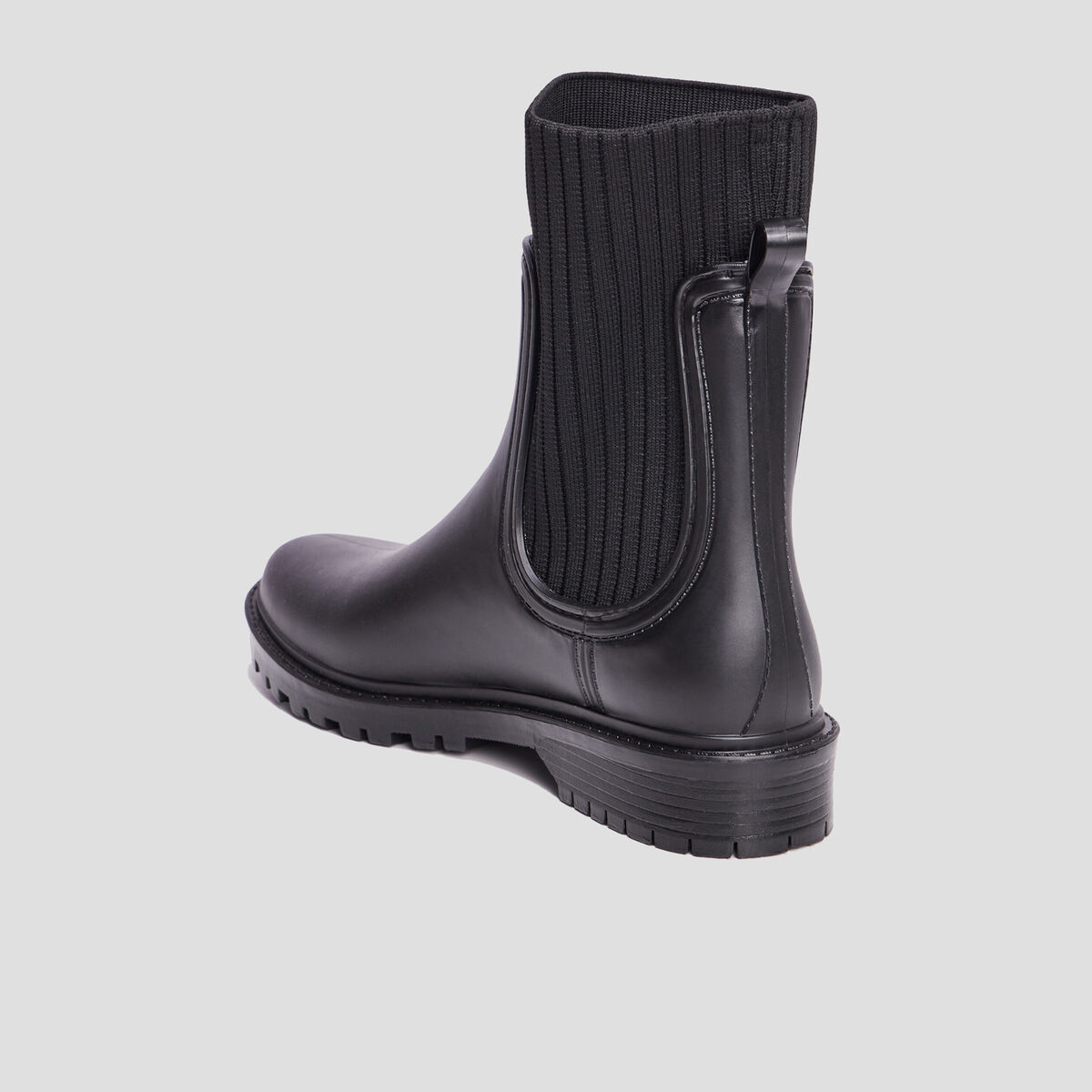 Bottes de pluie façon chaussette noir femme