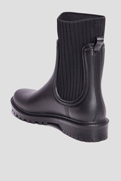 Bottes de pluie façon chaussette noir femme