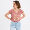 T-shirt coton col en V manches courtes vert clair femme