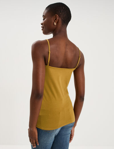 D&eacute;bardeur coton bretelles r&eacute;glables vert olive femme
