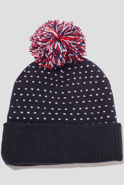 Bonnet à pompon multicolore bébé
