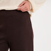 Pantalon large fluide effet cr&ecirc;pe marron fonc&eacute; femme
