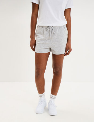 Short de jogging molletonn&eacute; ajust&eacute; gris clair femme