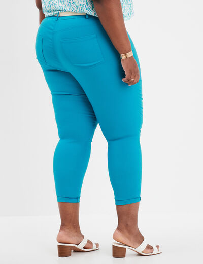 Pantalon corsaire avec ceinture bleu canard femme grande taille