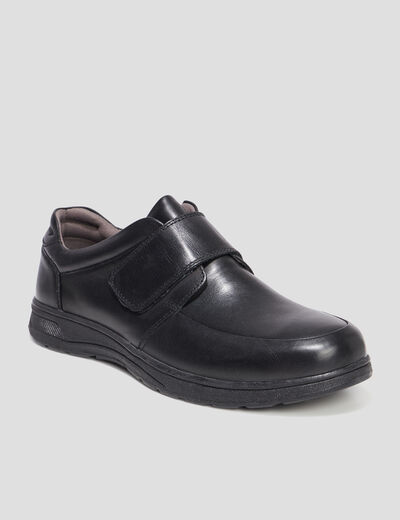 Derbies à scratch en cuir noir homme