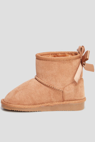 Bottines fourrées avec noeud camel fille