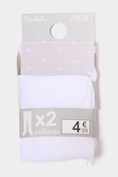 Lot 2 collants opaques blanc b&eacute;b&eacute; fille