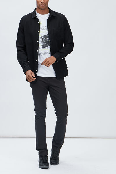 Pantalon droit en coton gris foncé homme