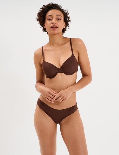 Culotte microfibre sans coutures marron femme