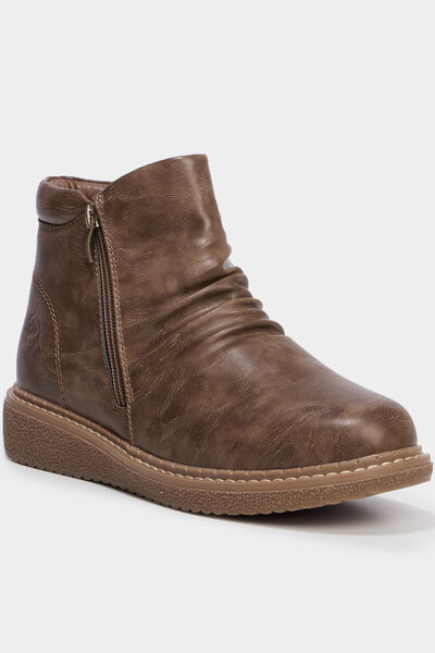 Boots effet pliss&eacute; taupe femme